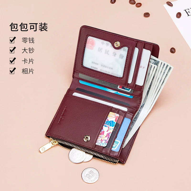 MashaLanti Women Wallet Vintage Luxury Small Mini Card Holder with Coin Pocket Zipper Short Female Purse