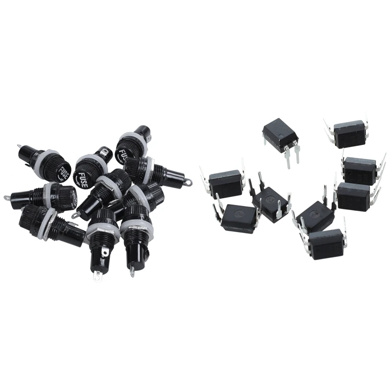 

10 шт. 4 оптопара в корпусе DIP IC 817C и 10 шт. 10A AC 250V 5 мм X20 мм панель монтируется пластиковое гнездо держателя плавкого предохранителя