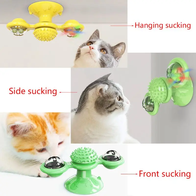 

67JE Funny for CAT Tickle Toy Pet Whirling Windmill Turntable Ball Interactive Puzzle Training Teasing Kitten for PLAY Game
