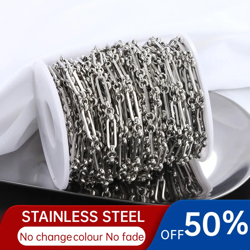 

Stainless Steel Curb Cable Chains for DIY Jewelry Making Circle 3:1 Rolo Link Chain Men Women Necklace Bracelets Accessories 1M