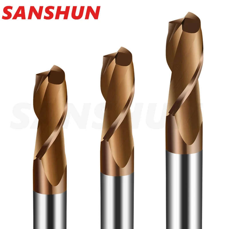 HRC55 Фреза с ЧПУ с покрытием из сплава, 2 канавки, карбид вольфрамовой стали, плоские ботовые концевые фрезы, инструменты для механических резаков с ЧПУ