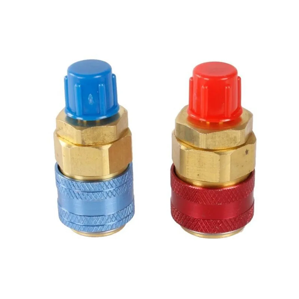 

2PCS R134A Adapter Fittings High Low Quick Coupler Connector AC Car Air Conditioner Manifold Gauge Hose Connector 1/4 Inch