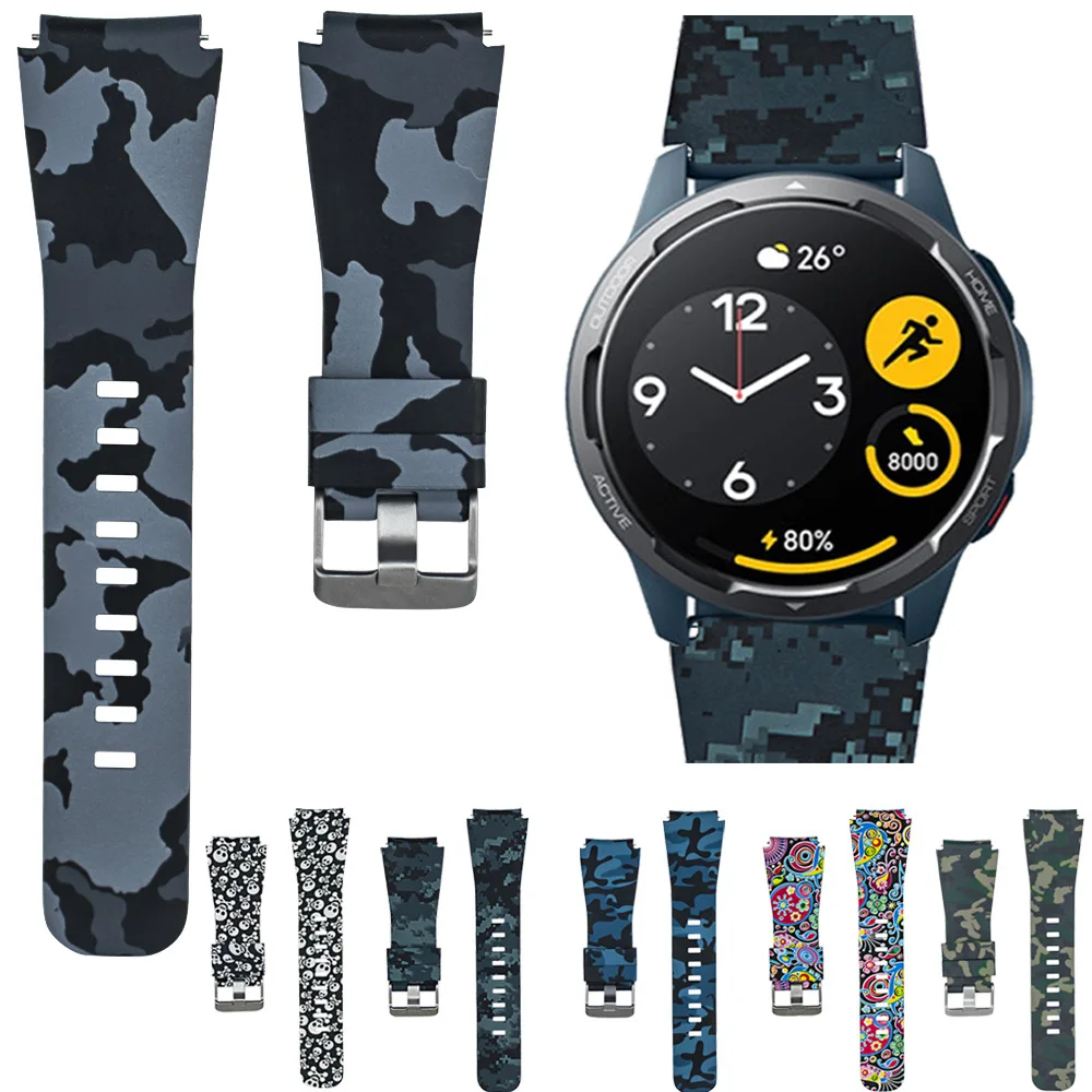 Ремешок для Xiaomi MI Watch S1 Active / Color 2 силиконовый спортивный браслет с камуфляжным