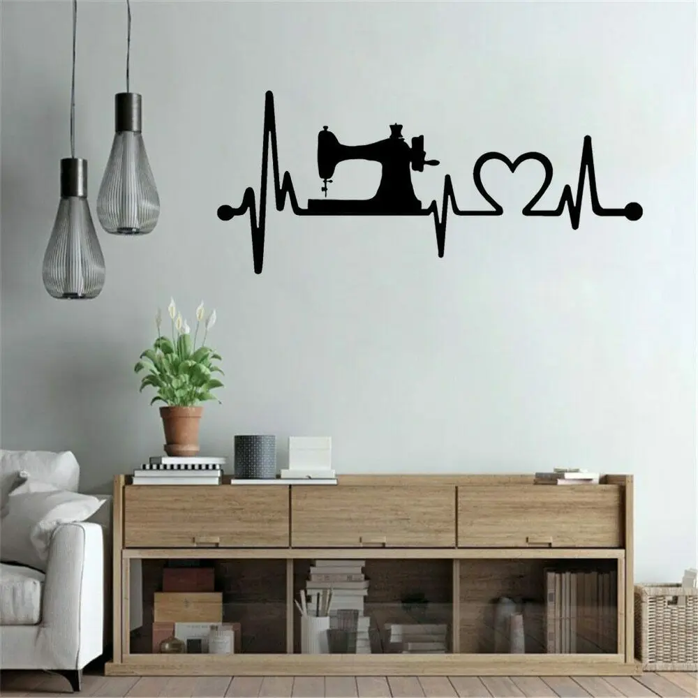 

Sewing Machine Heartbeat Lifeline Wall Decal Sticker Love To Sew for sewing shop