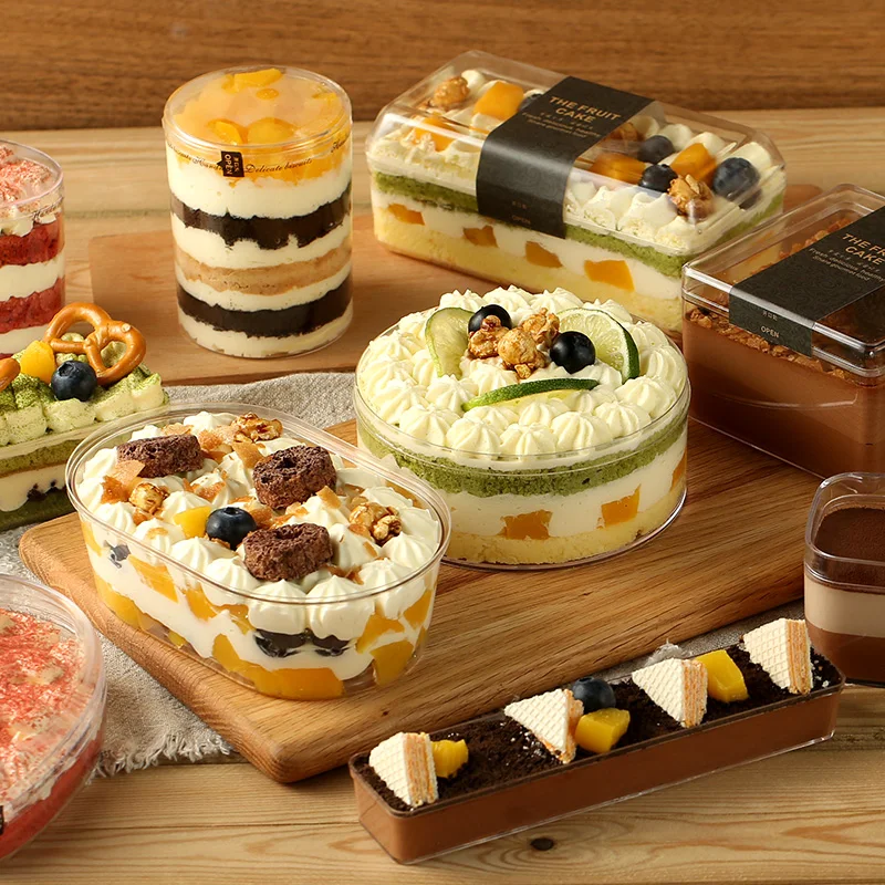 

25 шт. прозрачная пластиковая банка для мусса, печенья, фруктов, мелолеуки, соевого молока, маффинов, коробка для упаковки тортов, Подарочная коробка для вечеринок