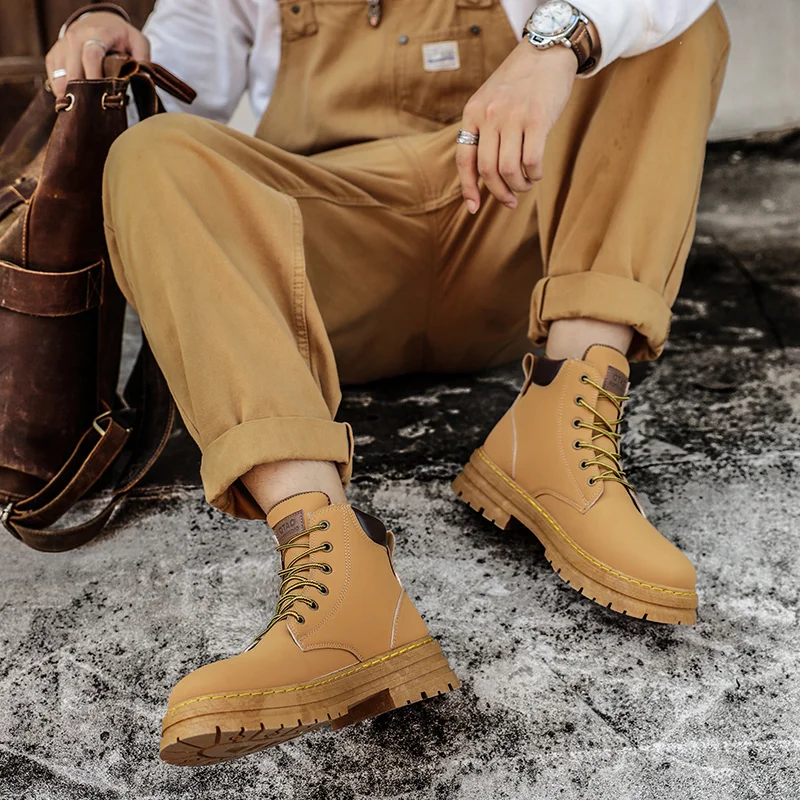 Ankle Boot Men Winter Martin Cowboy Boots Classic Motocycle Work Safety Shoes Safety Tactical Military Sport Shoe Botas Hombre