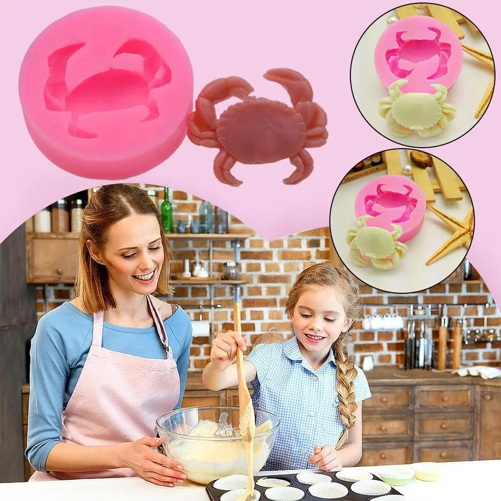 

Cute Crab Shape Silicone Mold Ocean Theme Fondant Cake Decor Candy Cake Molds Baking Molds DIY Chocolate Mould Kitchen Accessory