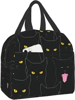 black cat lunch box insulated lunch boxes waterproof lunch bag reusable lunch tote with front pocket for school office picnic