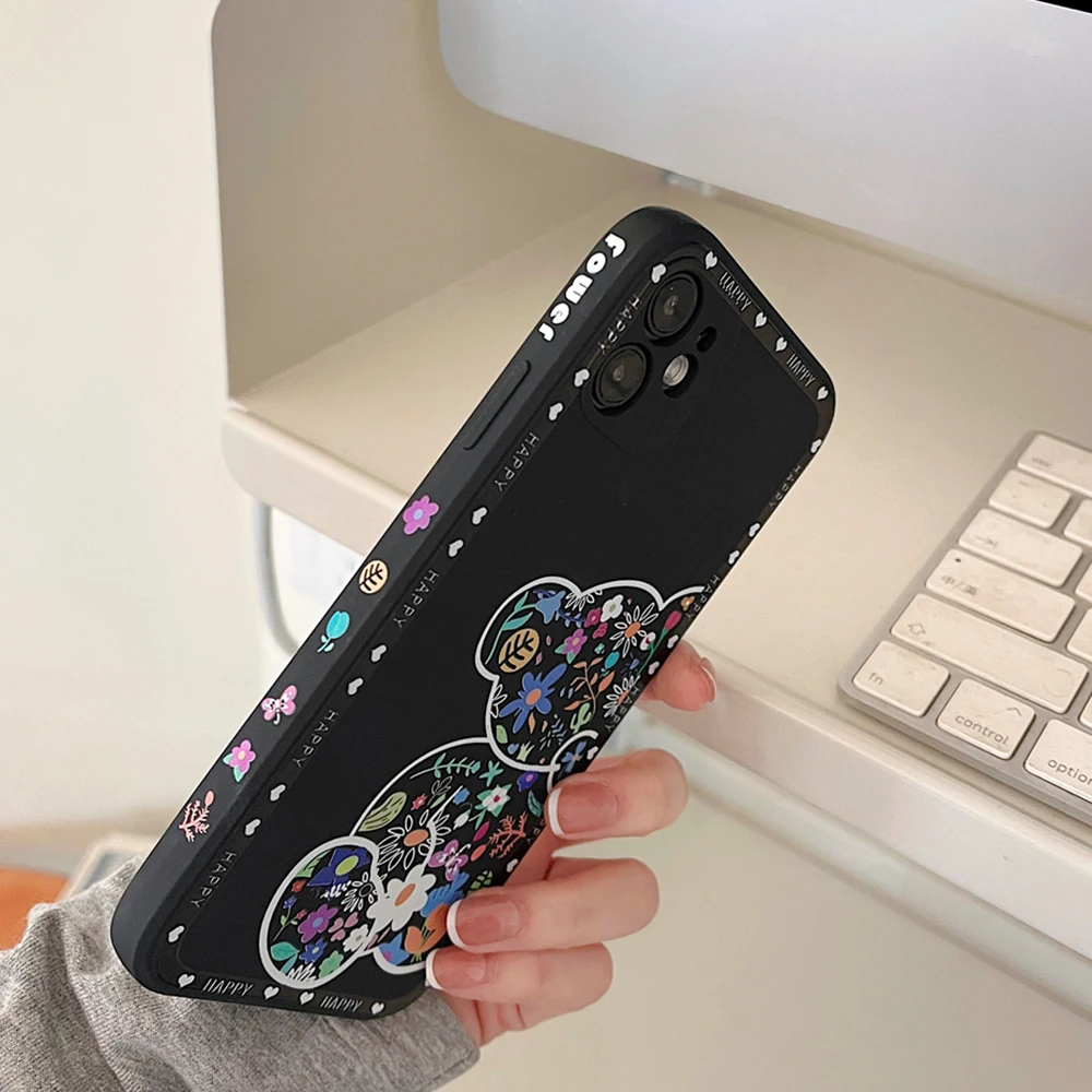Flower Bear Hand Lanyard Silicone Case For Xiaomi Mi 11T Pro 11 Lite Redmi Note 11 10 Pro 11S 10S 9 8 POCO X3 Pro M3 Soft Cover images - 6