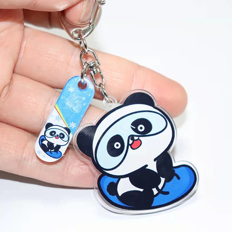 

2022 New Trendy Exquisite Keychain Metal Cute Ski Panda Shape Keyring Ladies Bag Ornaments