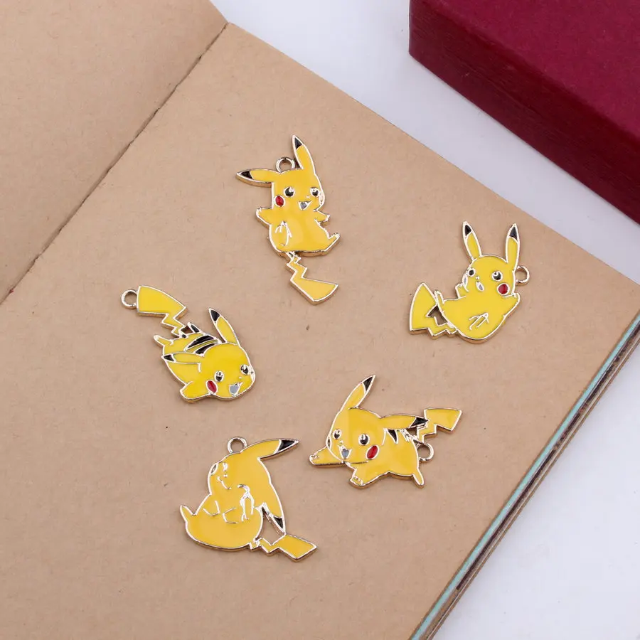 

Korean Diy Jewelry Accessories Dripping Oil Alloy Pokemon Pikachu Small Pendant Bracelet Necklace Keychain Animation Decoration