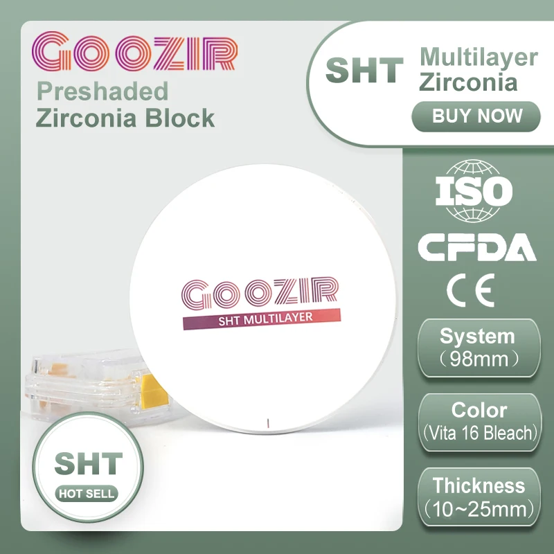 Denture Ceramic Block Multilayer Zirconia GOOZIR 98mm SHT  Material Dental Zirconia Disc