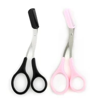 stainless steel facial hair removal shaver cutter eyebrow trimmer scissors color titanium with comb removable makeup accessories