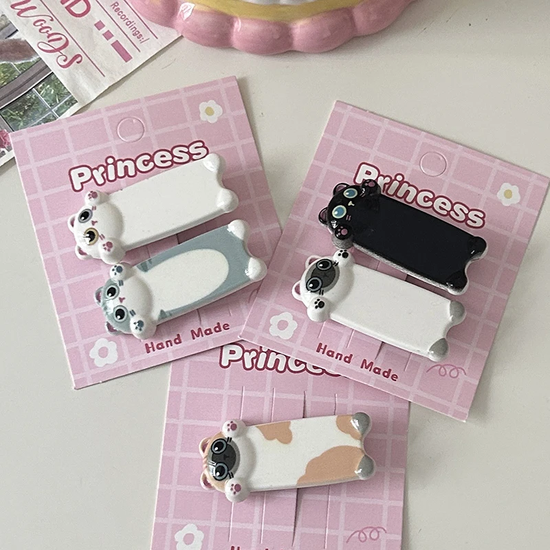 Супер милая длинная полоска заколка для волос с изображением кота и кошки