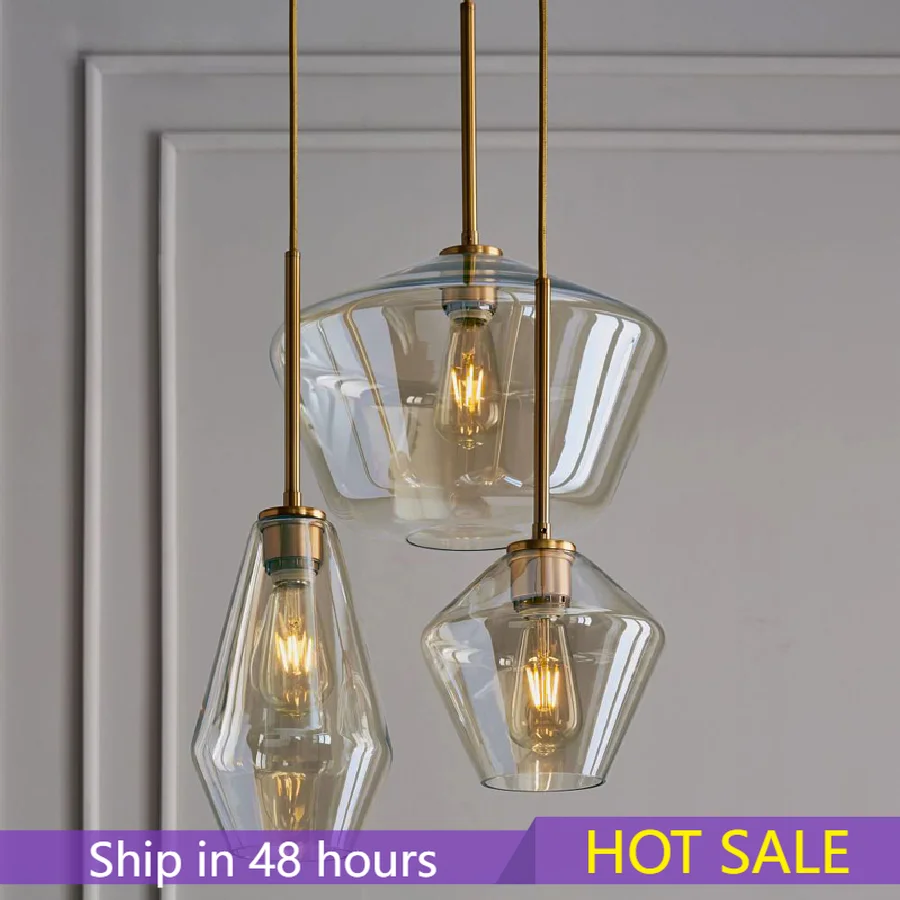 

Champagne Glass Ball Modern Hanging Lamps LED Pendant Lights For Living Room Dining Room Bedroom PVC Lampshade Home