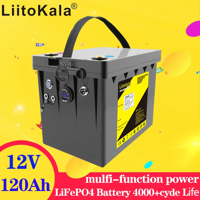 

Комплект аккумуляторных батарей LiitoKala, литий-железо-фосфатный аккумулятор 12 В, 100 А/ч, 120 А/ч, 5 В, источник постоянного тока с Bms для домов на ко...