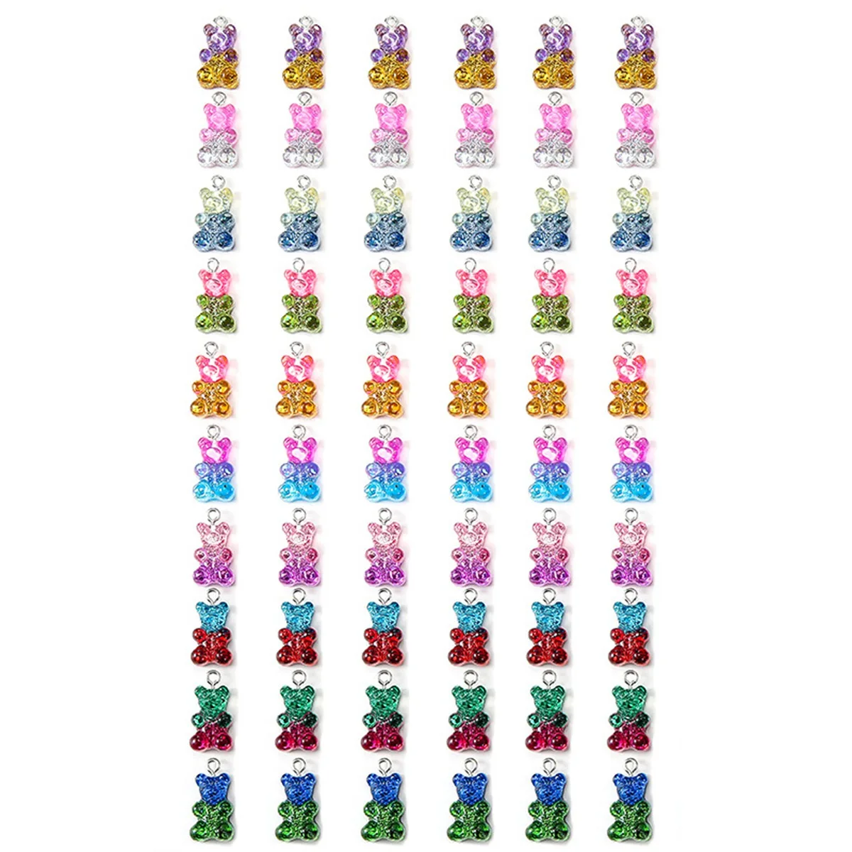 

60Pcs Colorful Bear Charms Pendants Resin Bear Shaped Clay Pendants Earring Bracelet Necklace DIY Jewelry Making Pendant