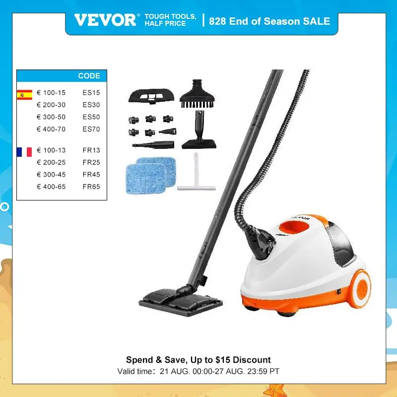 VEVOR Steam Cleaner W/ 85/51/45oz Tank Portable Steam Cleane