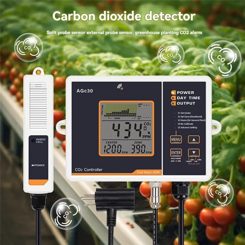 Фото Цифровой контроллер углекислого газа CO2, монитор NDIR-датчика, тестер концентрации 0-5000 ppm для тепличных растений-N33R №5