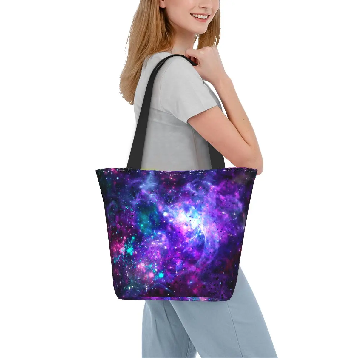 

Сумка-шоппер с космическим принтом, винтажные дамские сумочки в стиле Фэнтези и галактики, тканевая рабочая сумка-тоут, женские сумки для покупок с принтом