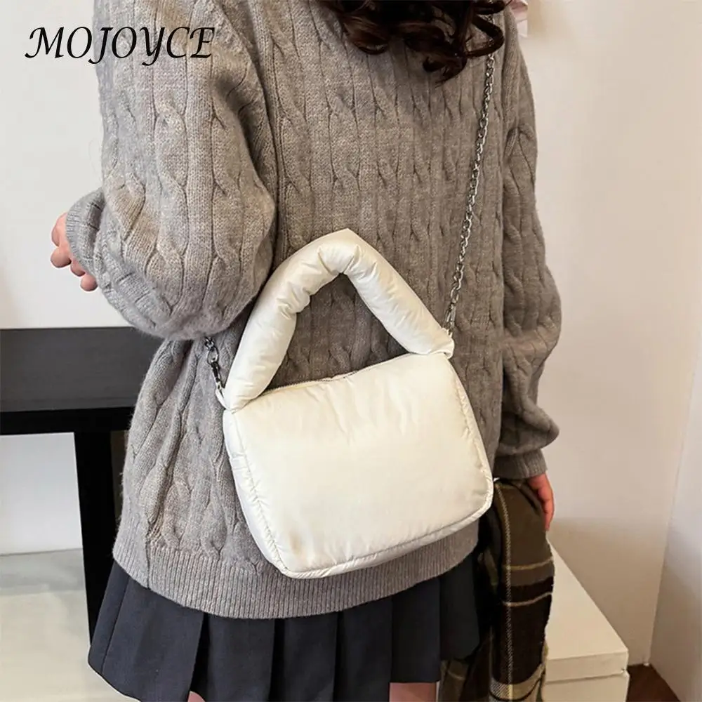 Женская нейлоновая сумка-пуховик через плечо сумка на молнии с цепочкой и