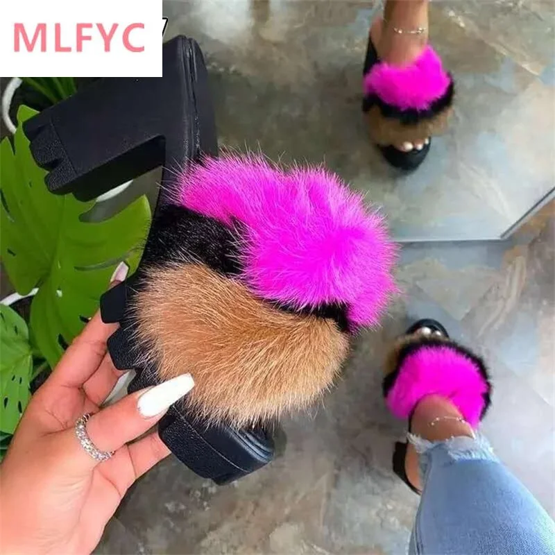

Women's shoes 2022 summer and autumn new thick sole thick heel fashion women's plus size plush sandals women shoes high heels