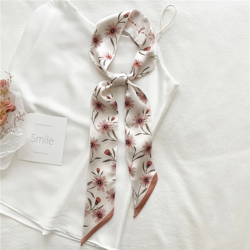 Luxury Silk Scarf Women Hair Bands Ribbons Scrunchies Headband Ladies Wrist Wrap Bandana Foulard Accessories Bezel 2022 |