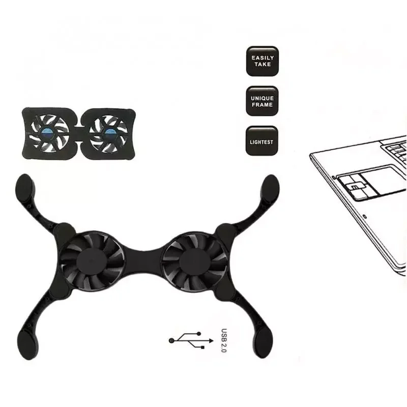 

Double Fans Mini Octopus Notebook Cooler Foldable USB Laptop Cooling Pads Cooling Pad For 7-15 Inch Notebook Laptop DJ