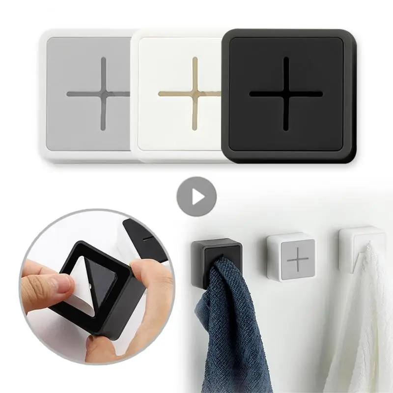 Plug Holder Wall Mounted Bathroom Towel Hook Storage Rack Waterproof Kitchen Rag Dishcloth Clip Organizer