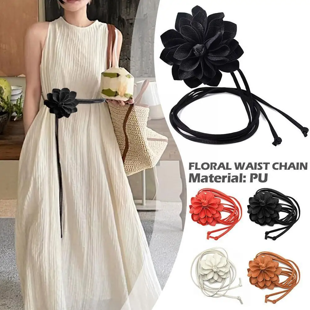 

Vintage Elegant Big Rose Flower Waist Chain For Women Romantic Gothic Rope Decorative Belt Party Wedding Jewelry Girls Gift D7Q6