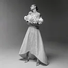 Женское атласное платье из органзы, белое длинное платье с открытыми плечами и оборками, ручной работы, элегантный наряд для выпускного вечера