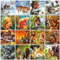gatyztory 60x75cm painting by numbers acrylic paints animals picture paint squirrel number painting home decor art supplies
