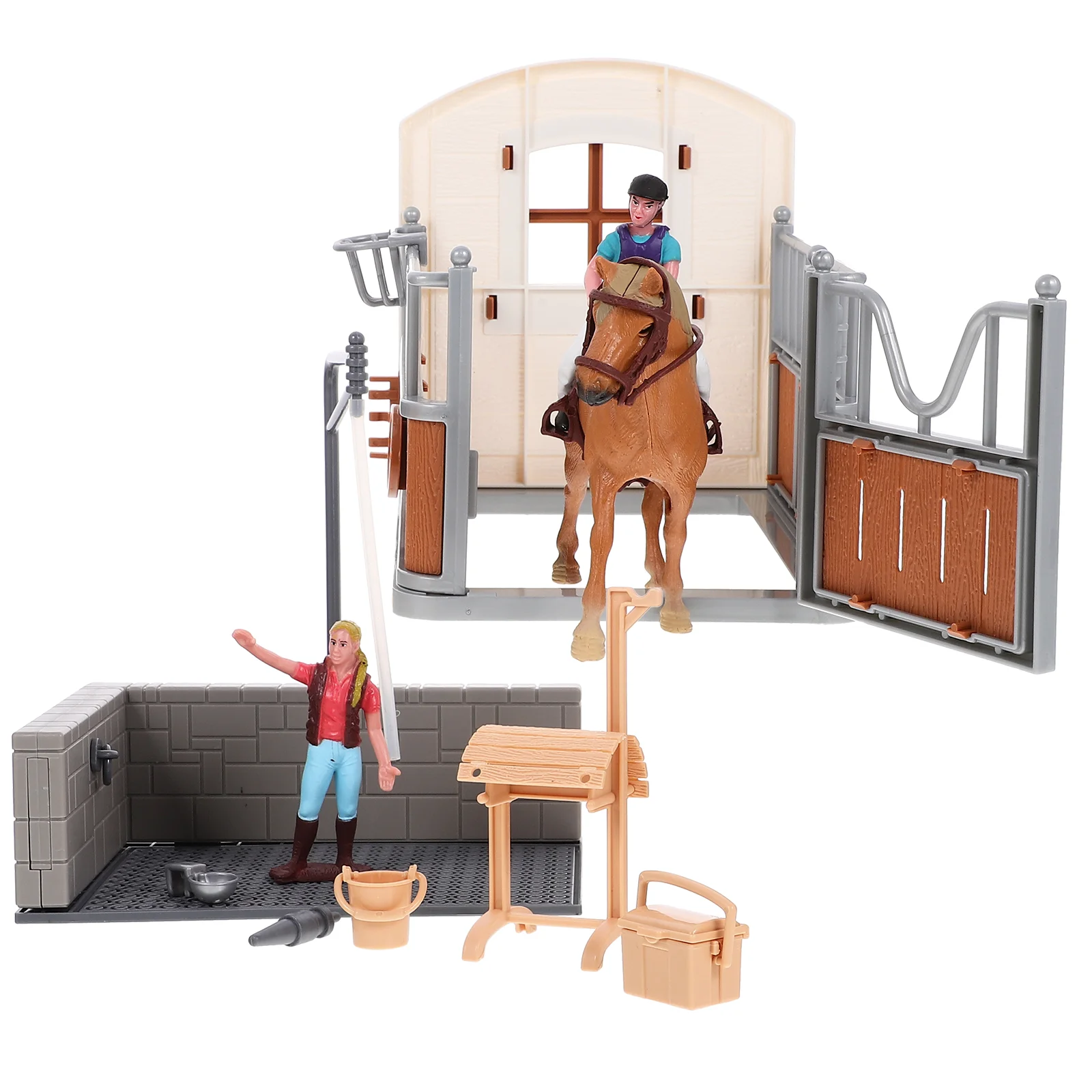 

1 Set of Simulation Washing Barn Model Kit Mini Ranch Model Playset Mini Land Decorative Stud-farm