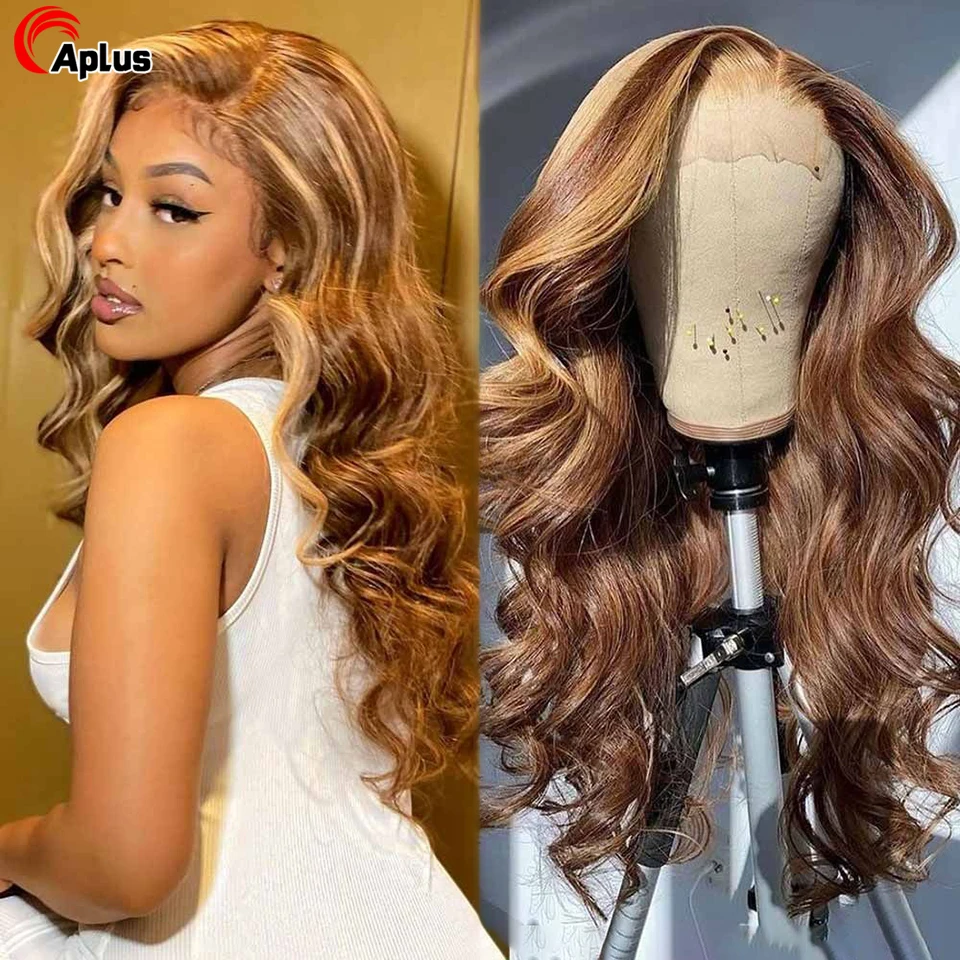 

Highlight Wig Human Hair Colored Honey Blonde HD Lace Frontal Wigs For Women Brazilian 30 Inch Ombre Body Wave Lace Front Wig