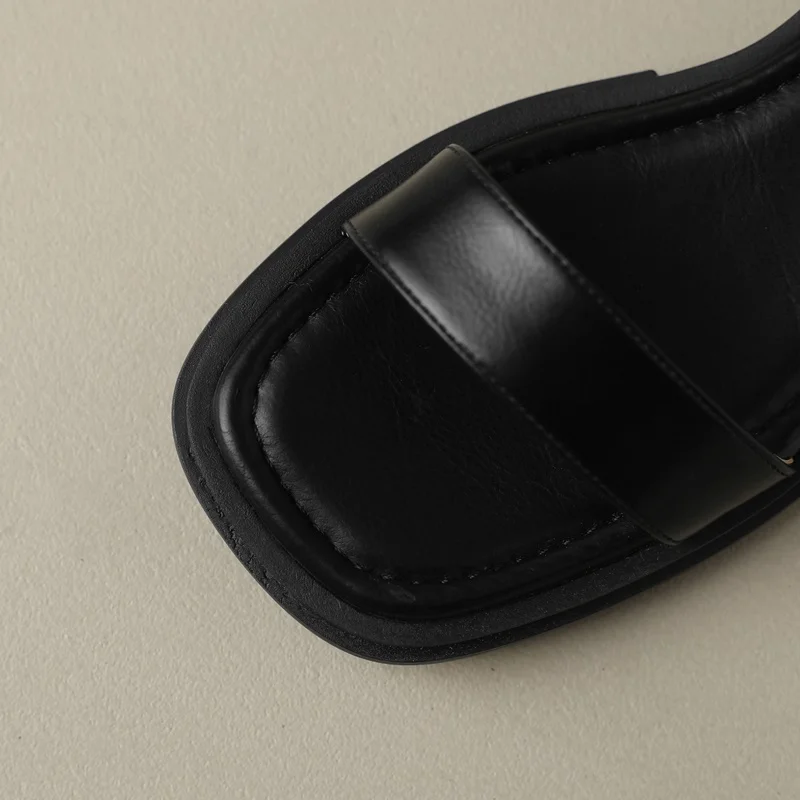 ZVQ Woman Casual Sandals Soft Genuine Leather Upper Open Toe Summer Shoes Good Quality Ankle Strap Buckles Outside Dress Shoes