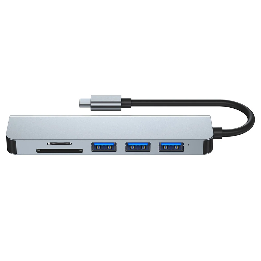 

Type-C USB Hub 6 Ports Multifunction Data Hub Expansion Transfer Adapter Supply