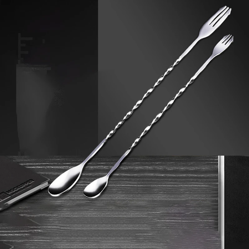 

Stainless Steel Mixing Spoon Long Handle Stirring Spoon Drink Stirrers Cocktail Spoons Spiral Pattern Bar Cocktail Shaker Spoon