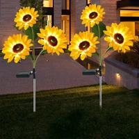 solar 3 heads sunflower light outdoors street light solar lighting for garden lawn porch balcony decorations solar led lights