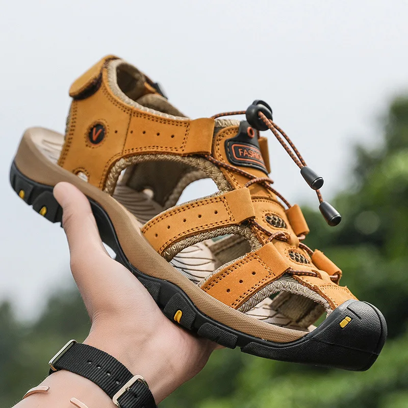 

Sandals for Men Summer Men's Sandals Outdoor Beach Leather Men's Shoes Holiday Classic Walking Flat Sandals Free Shipping Shoes