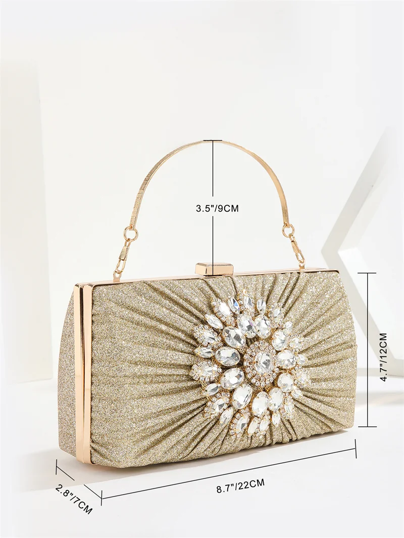 2023 New Women Diamond Flowers Evening Bags Mini Banquet Women Clutch Bags Mini Wallets With Chain Drop Shipping