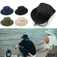hiking fishing climbing sun protection cap casual mens panama bucket hat camping drawstring windproof outdoor fisherman hat