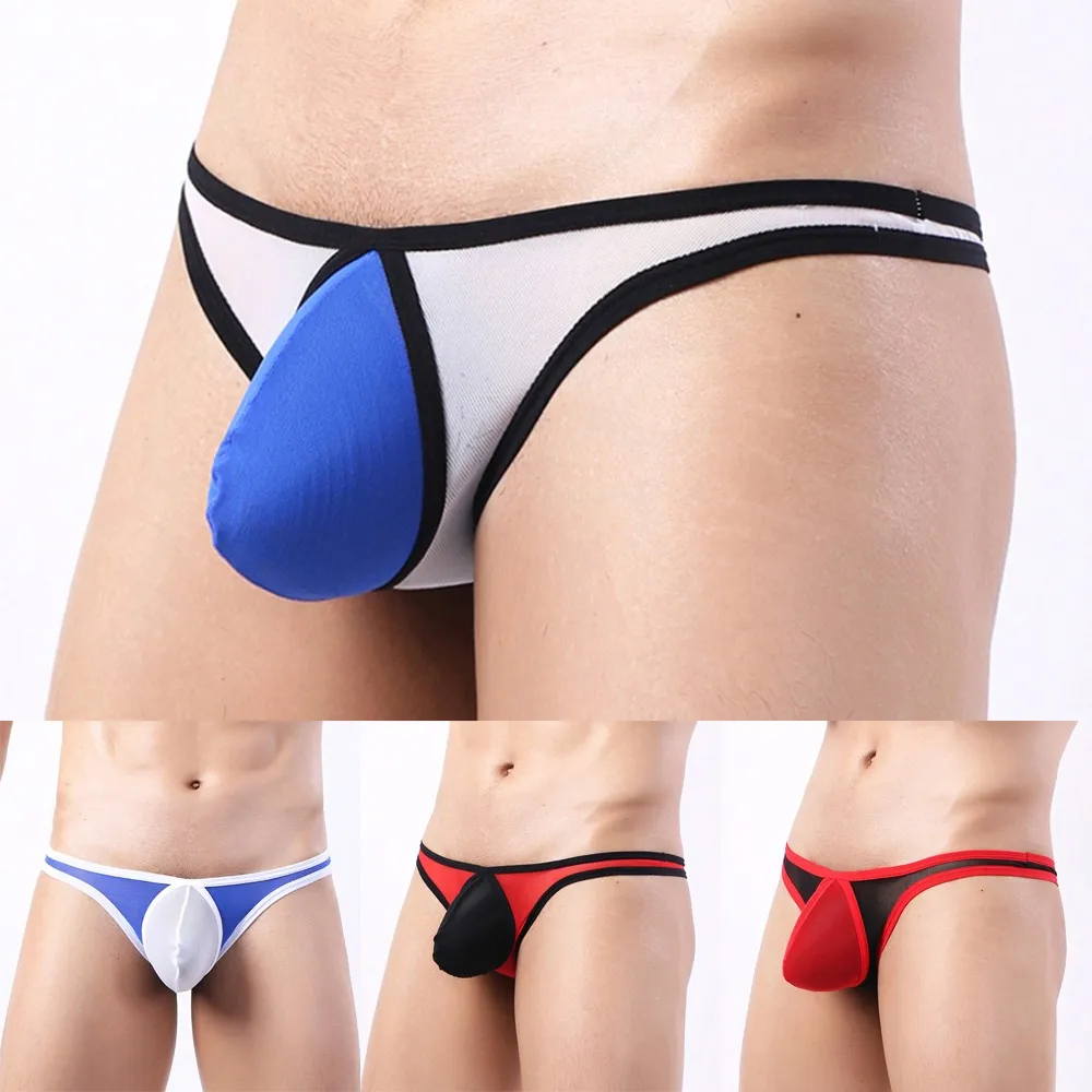 

Mens Sexy Mesh Elastic Breathable See Through Sheer Underwear Translucent Low Rise Briefs Thong T-back Underpants