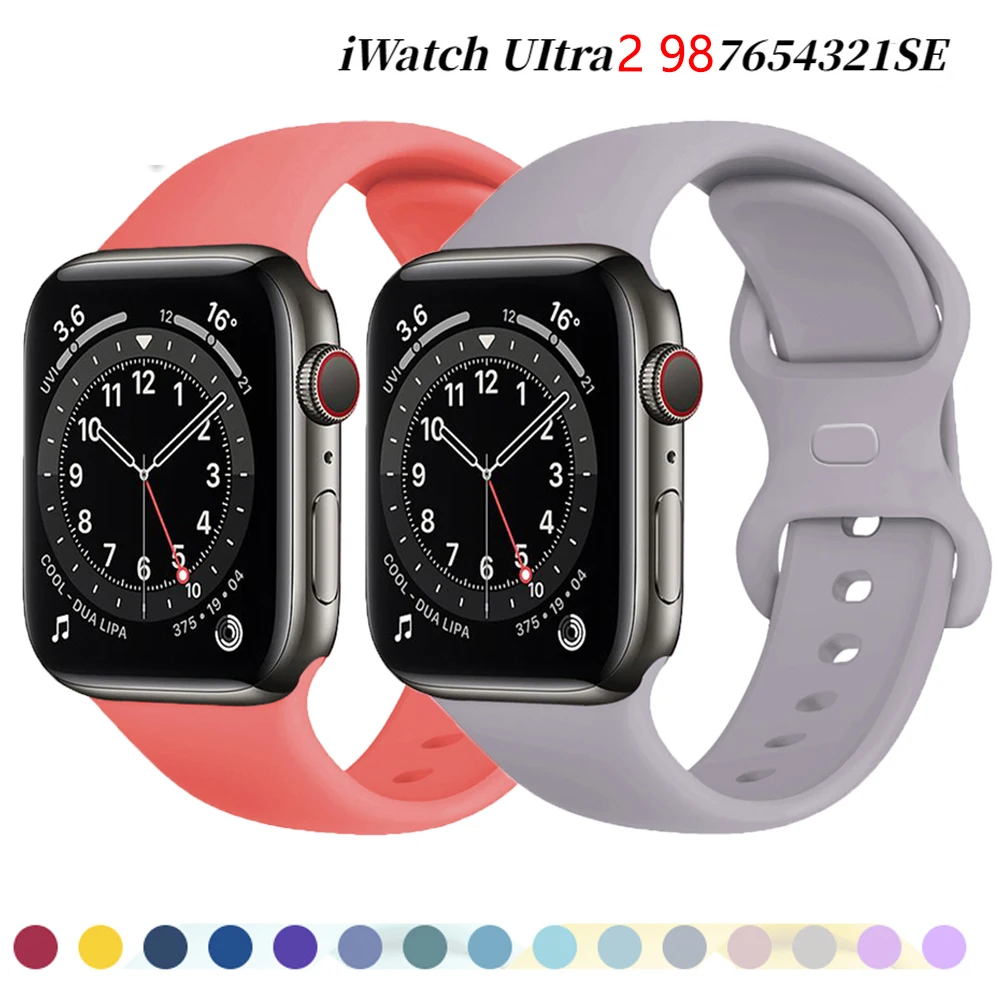 Ремешок силиконовый для Apple Watch Band Ultra 2 спортивный браслет iwatch Series 9 8 7 6 5 4 Se Correa 38 мм
