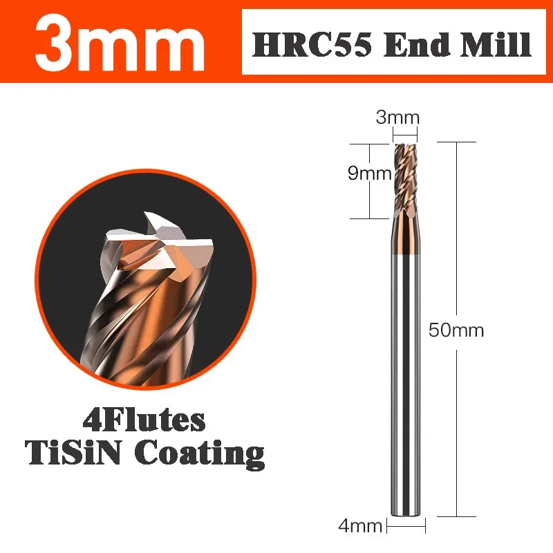 

Набор твердосплавных концевых фрез HRC55 (1/2/4/5/6/8/10/12 мм) — 4-зубая фреза с ЧПУ с покрытием из сплава для прецизионной обработки