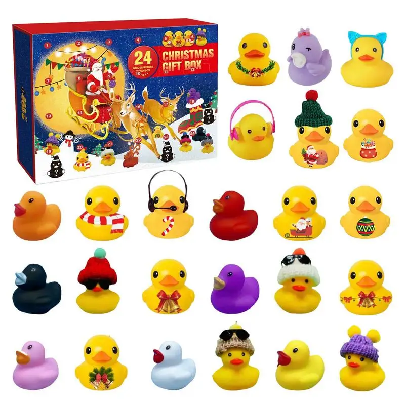 

Christmas Rubber Duck Advent Multifunctional Cute Rubber Duck Bath Toys Christmas Countdown 24 Advent Calendar Gift Box Supplies