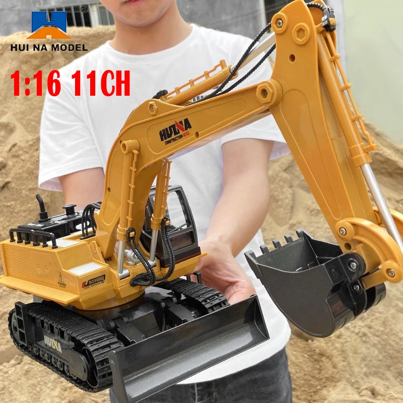 Huina 510 Rc Excavator Car 2.4G 11CH Alloy Remote Control Trucks Engineering Digger Truck Model Electronic Heavy Machinery Toys