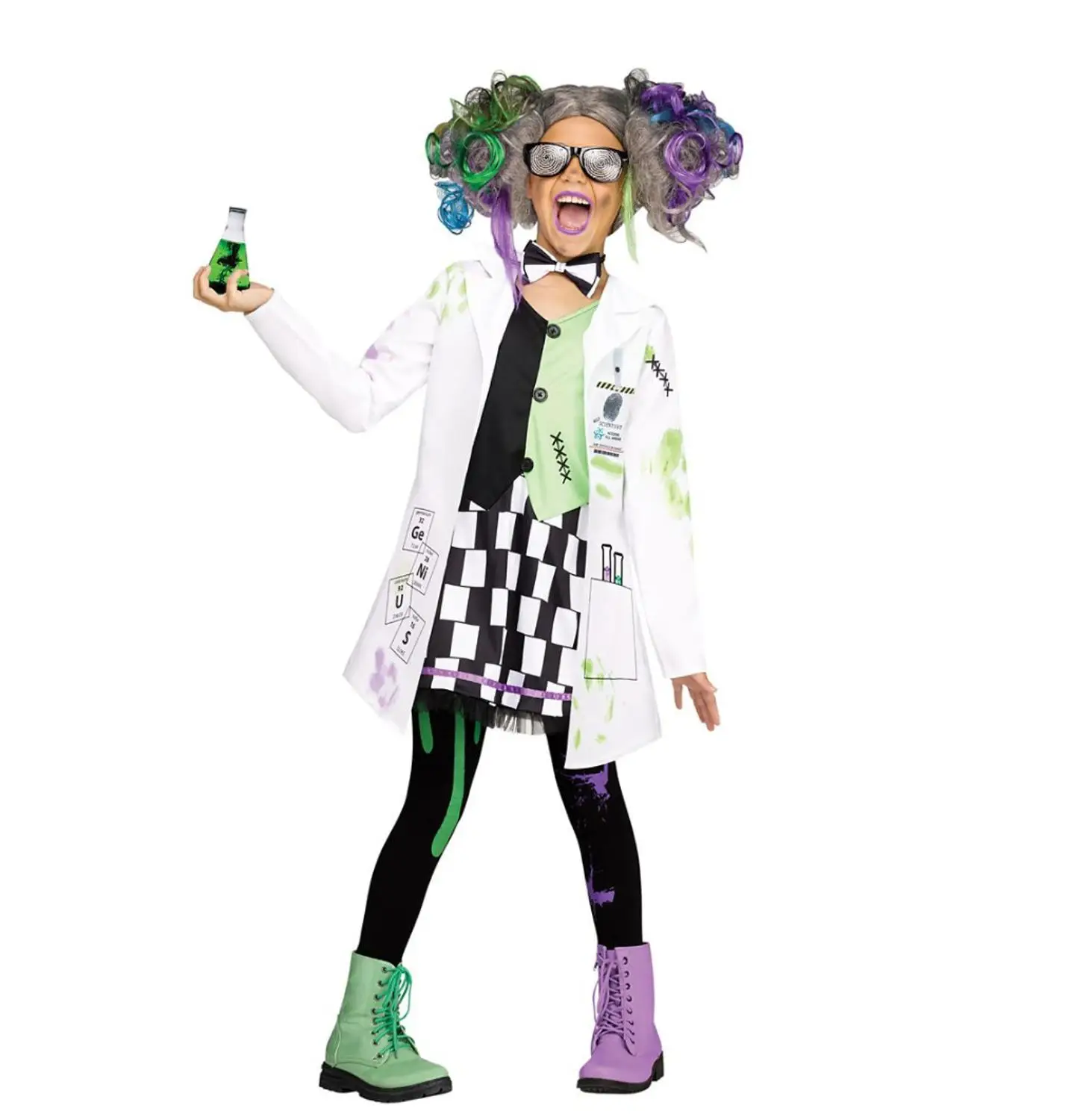 

Girls Mad Scientist Costume Boys Crazy Scientist Halloween Costume For Kids Purim Party Cosplay