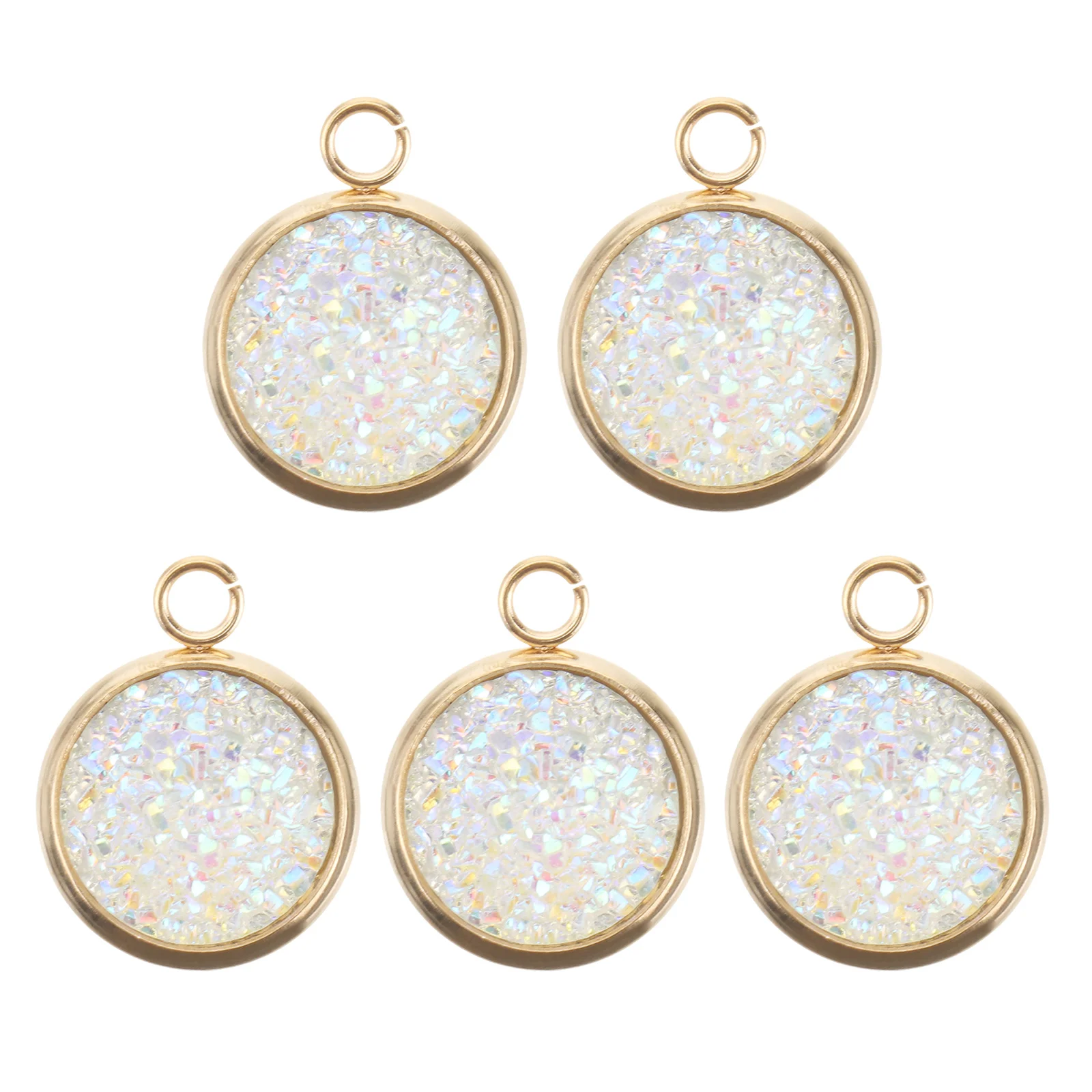 

5 Pcs Bracelet Necklace Beads Gemstone Charms Pendants White Jewelry Crystal Crafts Keychain Connector Handbag Birthstone