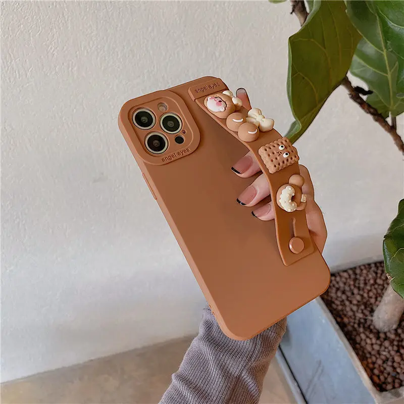 2022.Cartoon Cute Bow for IPhone11 Mobile Phone Case for IPhone13 Anti-drop Protective Shell 13promax Dust-proof Belt Wristband