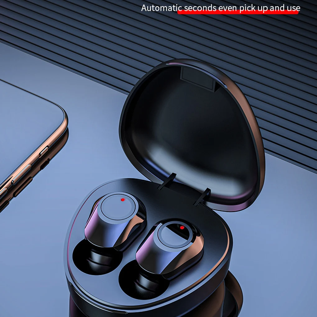 Фото Наушники True Wireless Bluetooth-совместимые перезаряжаемые наушники шумоподавление Автоматическое Сопряжение голосовые подсказки наушники черные №2